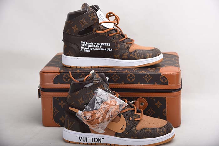 l**is V*t*n x off-white x air jordan 1 customs mens aq0818-202