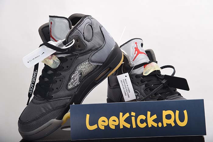 OFF WHITE AIR JORDAN 5 SP BLACK MUSLIN FIRE RED CT8480-001