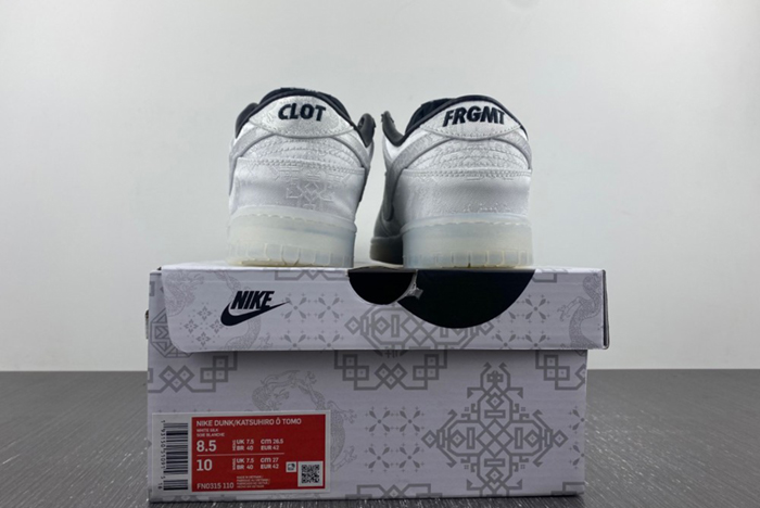CLOT x fragment x Nike Dunk Low Colorway White/Black FN0315-110
