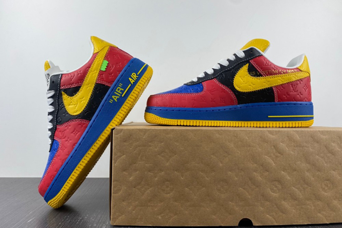 l**isV*t*n x nike air force blue red yellow