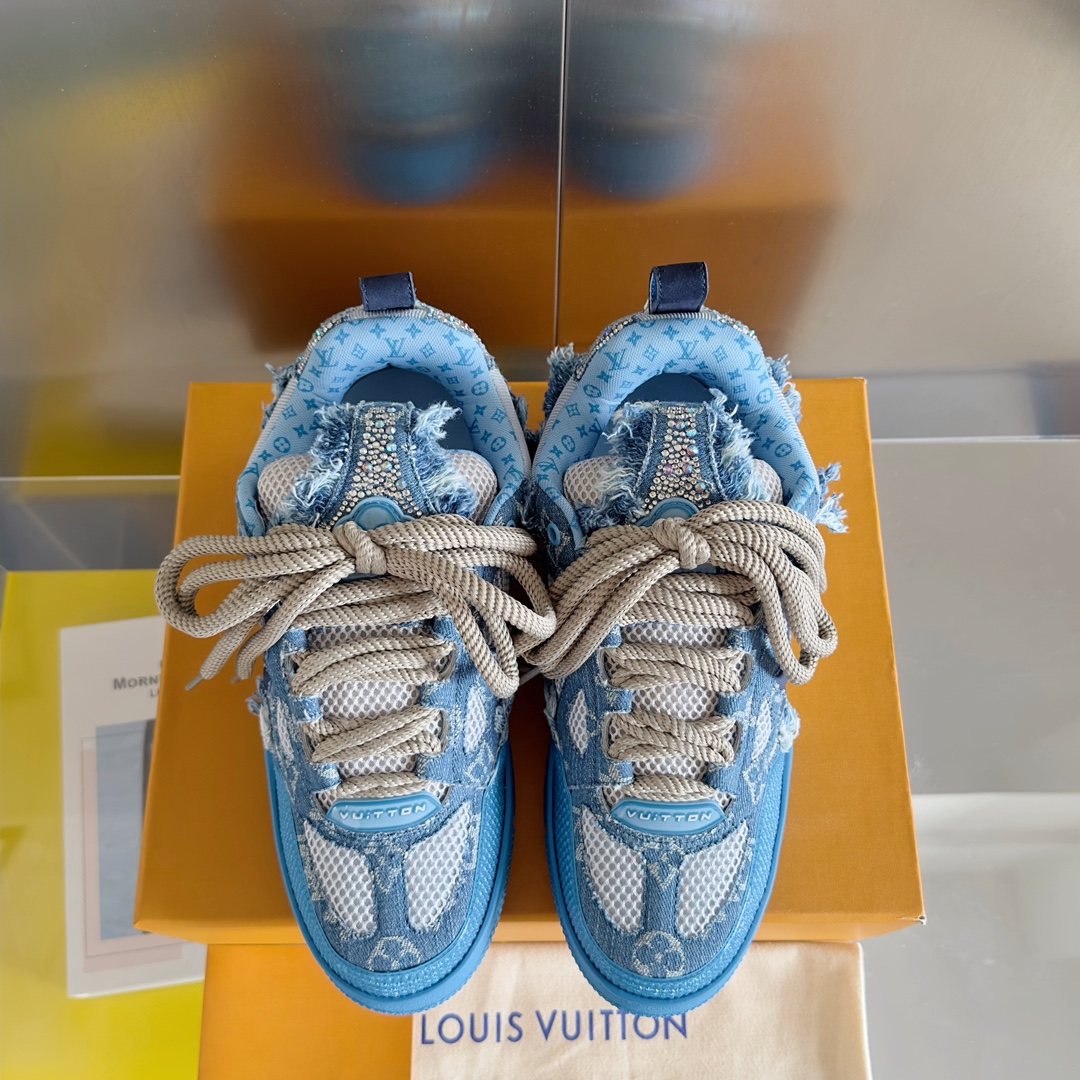 L&&V Skate Trainer Blue Swarovski Monogram