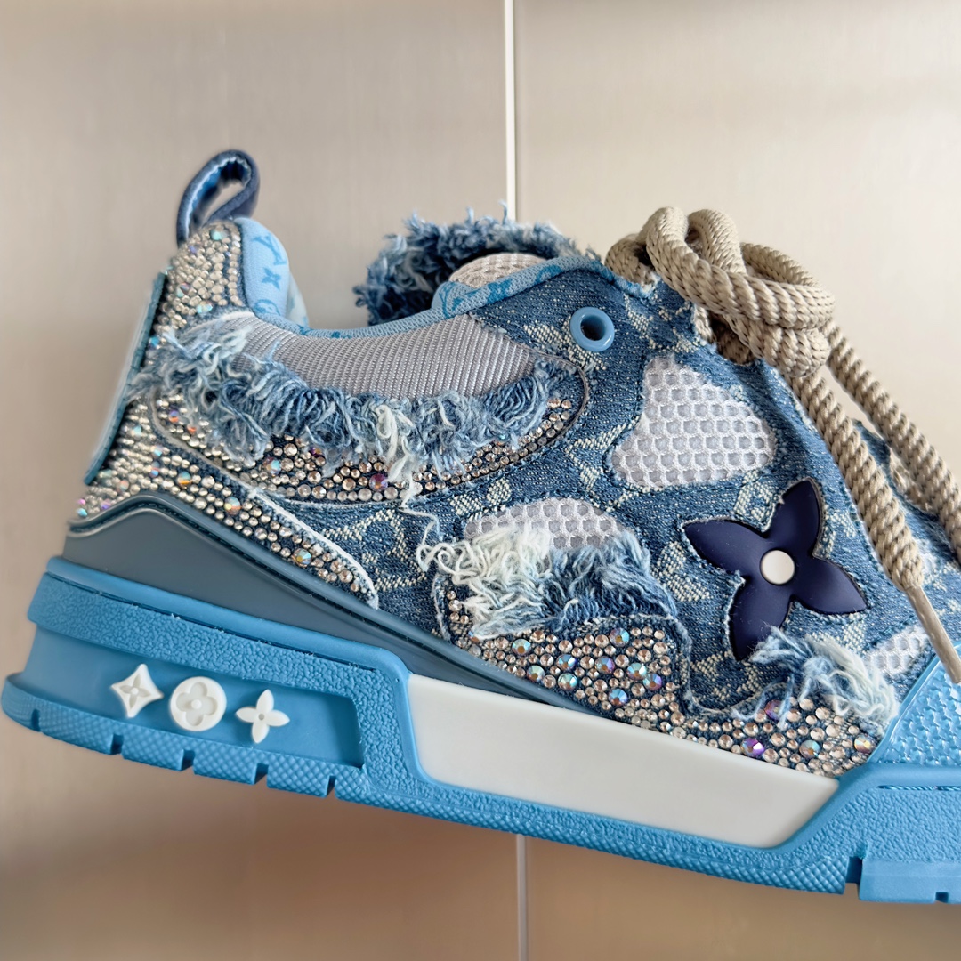L&&V Skate Trainer Blue Swarovski Monogram