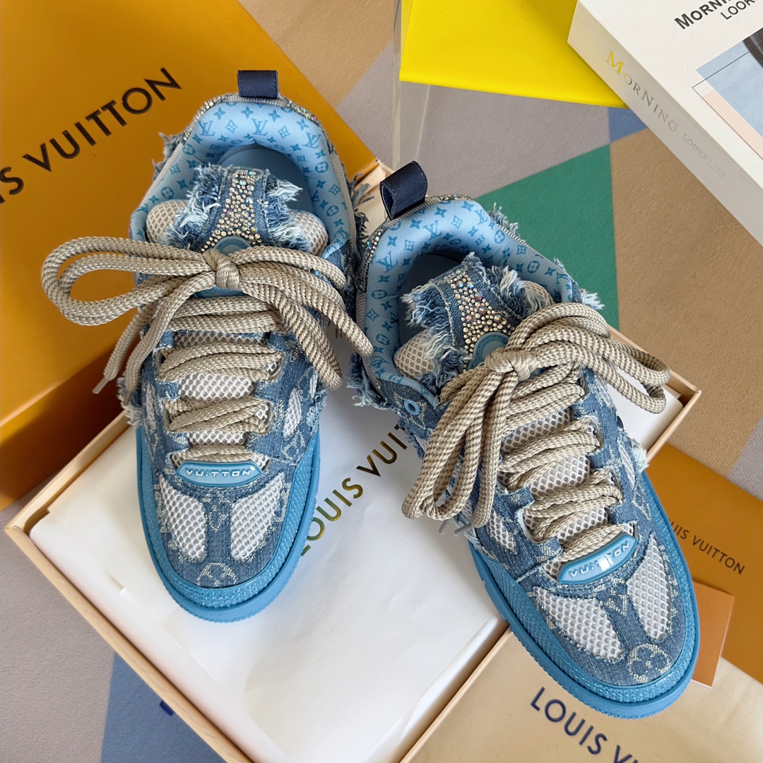 L&&V Skate Trainer Blue Swarovski Monogram