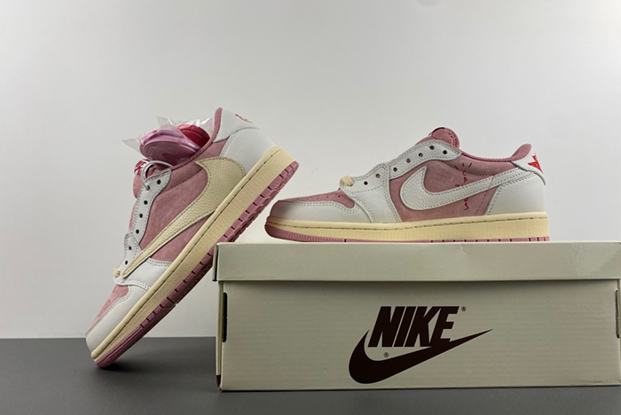 Travis Scott x Air Jordan 1 Low OG pink white